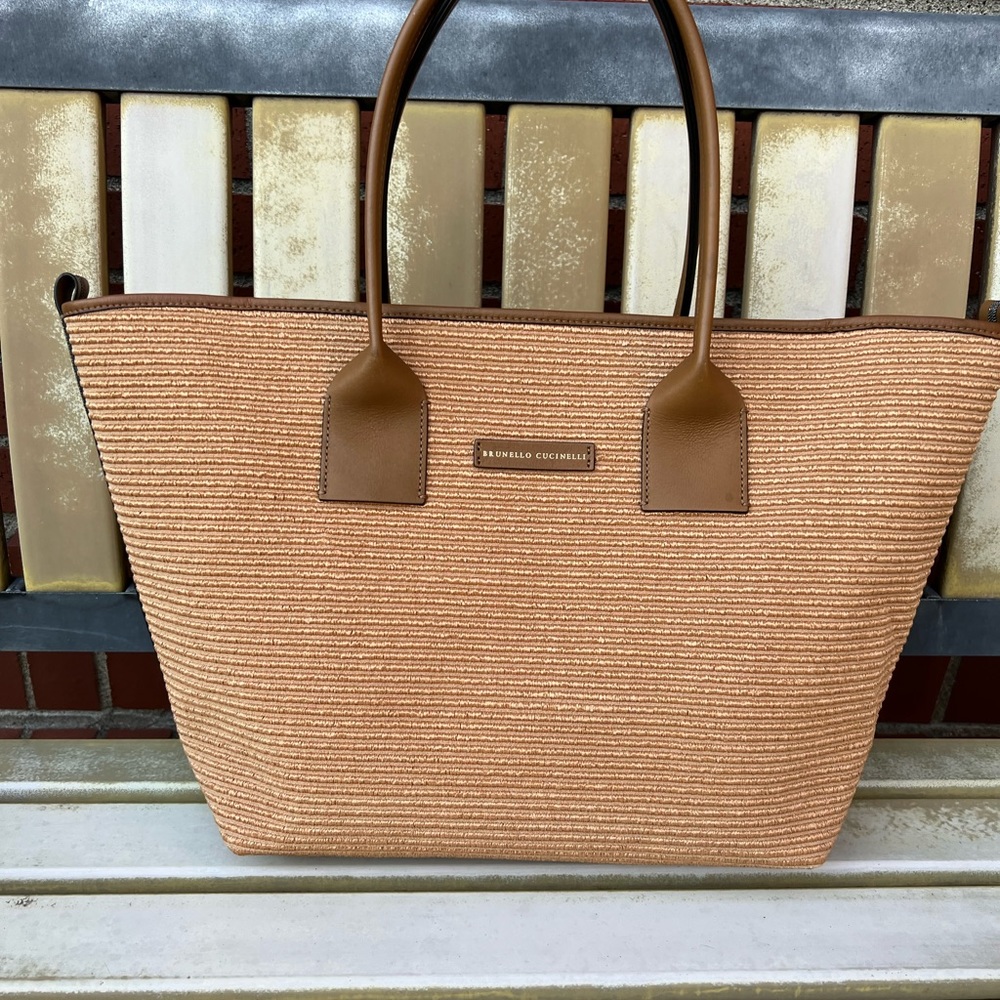 Brunello Cucinelli large poly/leather/monili bag